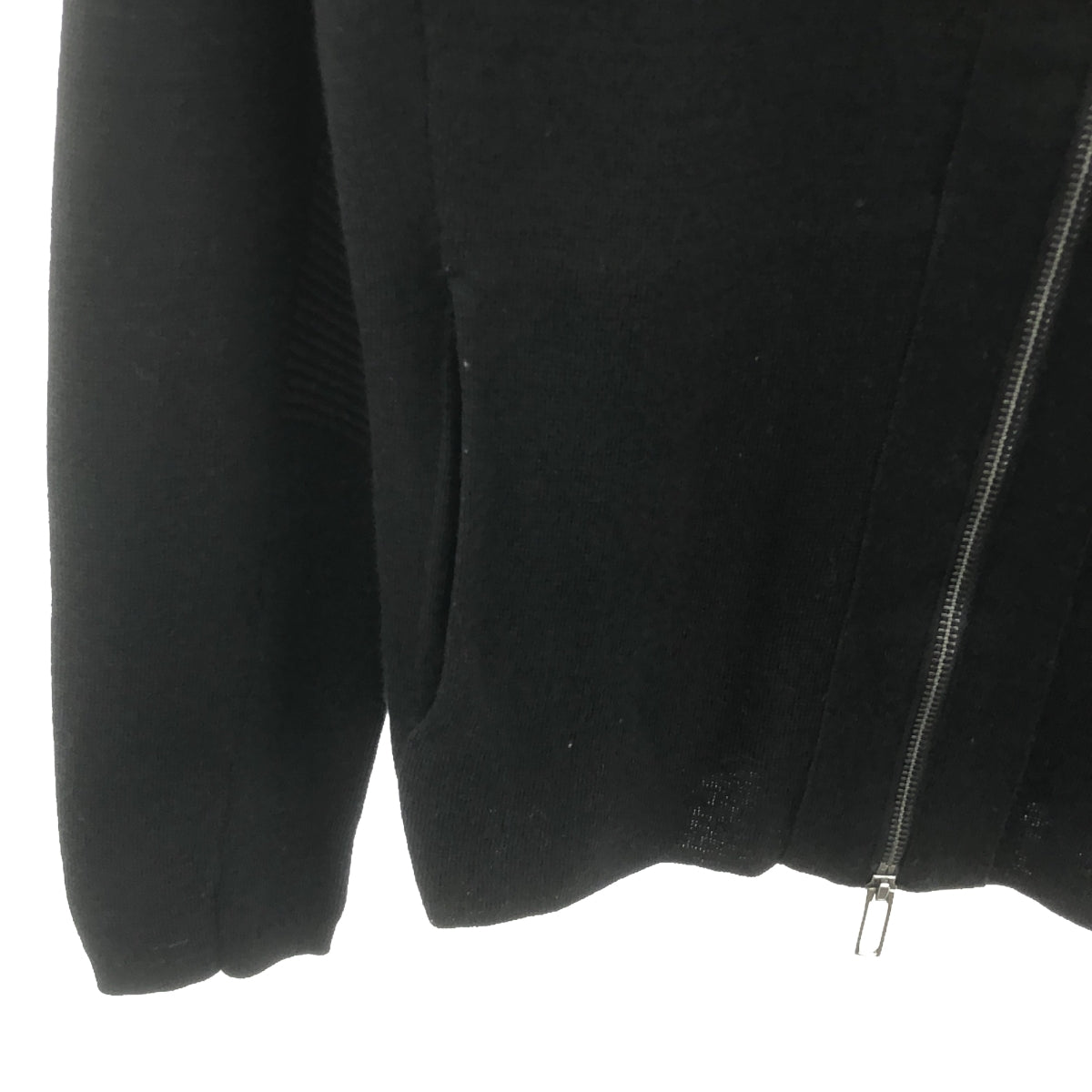【美品】  EMPORIO ARMANI / エンポリオアルマーニ | ウール ニット ジップ ブルゾン ジャケット | M | ブラック | レディース