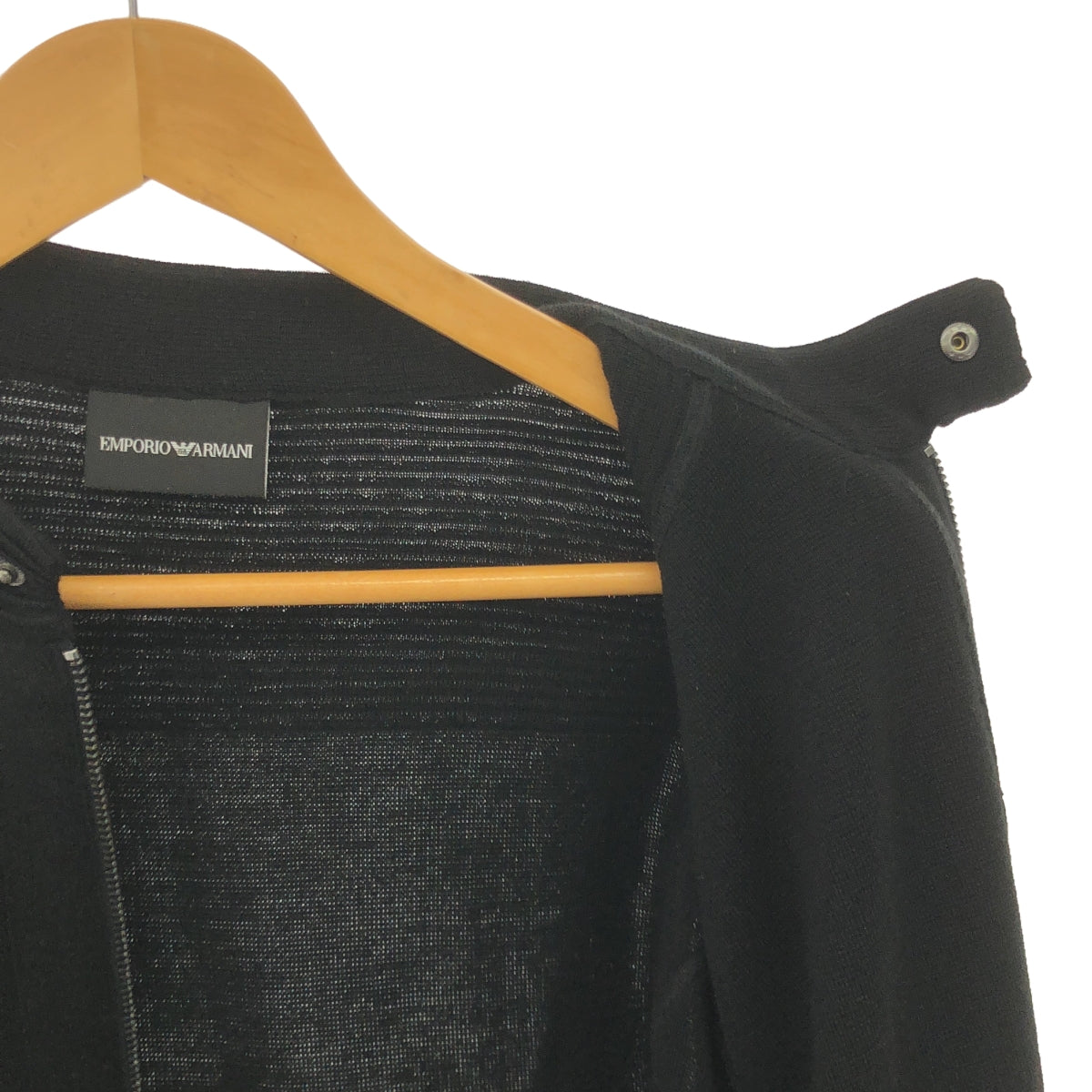 【美品】  EMPORIO ARMANI / エンポリオアルマーニ | ウール ニット ジップ ブルゾン ジャケット | M | ブラック | レディース
