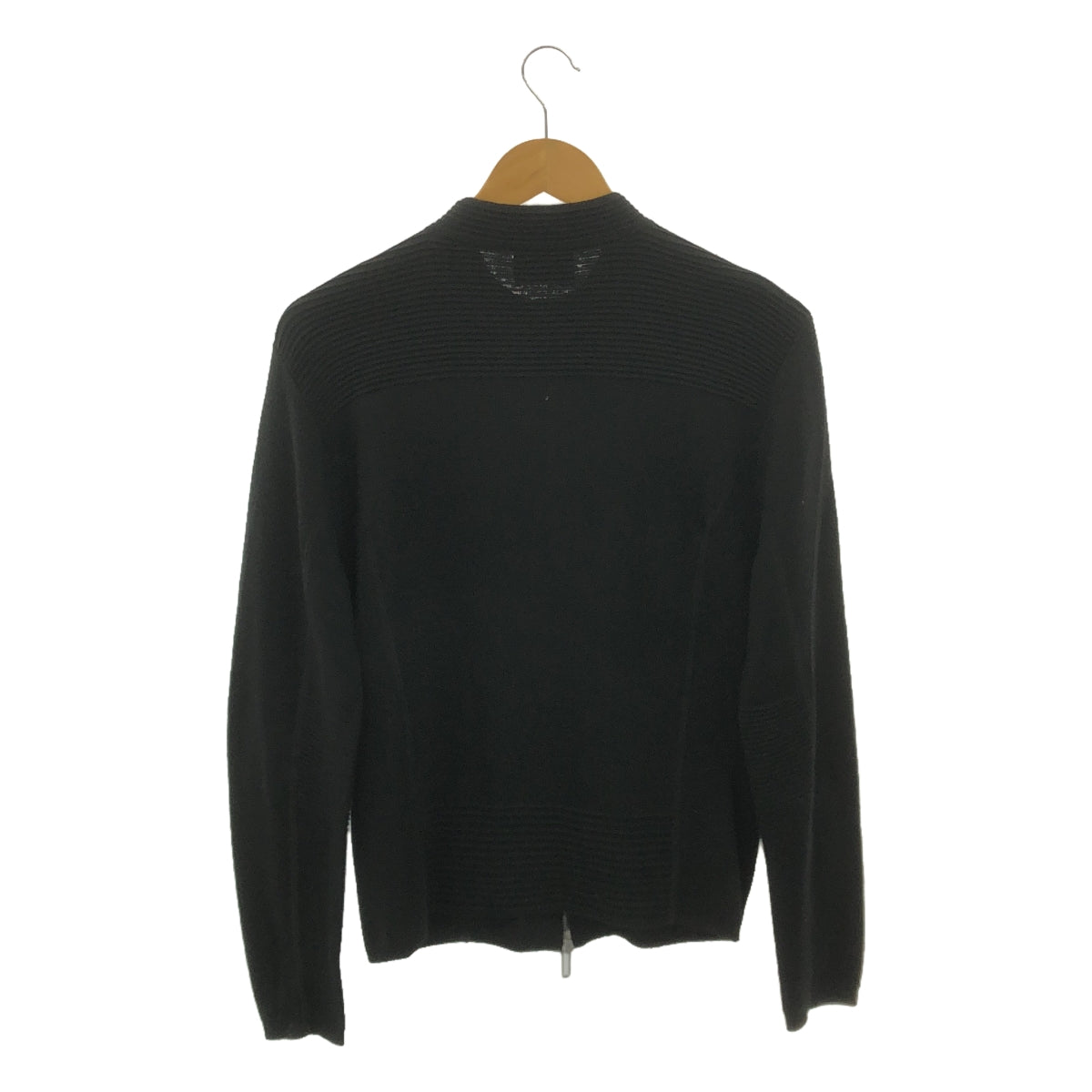 【美品】  EMPORIO ARMANI / エンポリオアルマーニ | ウール ニット ジップ ブルゾン ジャケット | M | ブラック | レディース