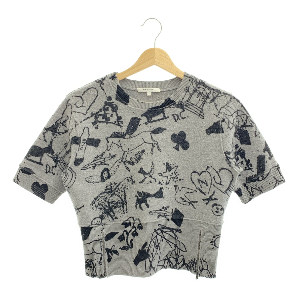 CARVEN / 칼벤 | 울 총무늬 | L | 그레이 / 블랙 | 여성