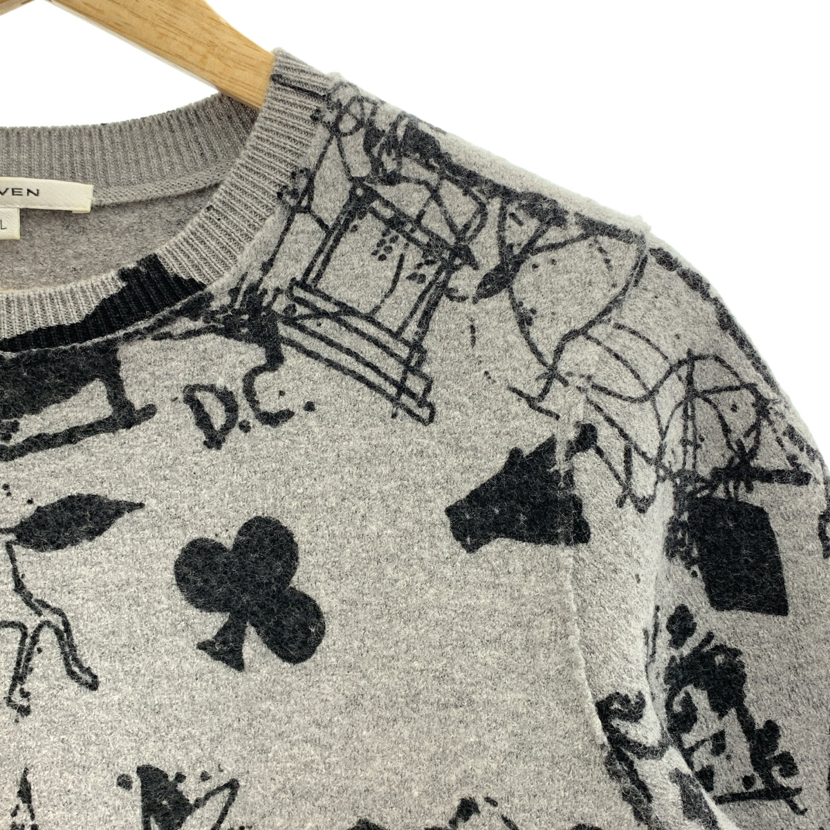 CARVEN / 칼벤 | 울 총무늬 | L | 그레이 / 블랙 | 여성