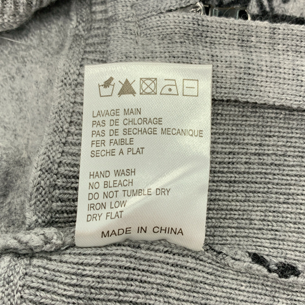 CARVEN / カルヴェン | ウール 総柄 裾ジップ ニット | L | グレー/ブラック | レディース