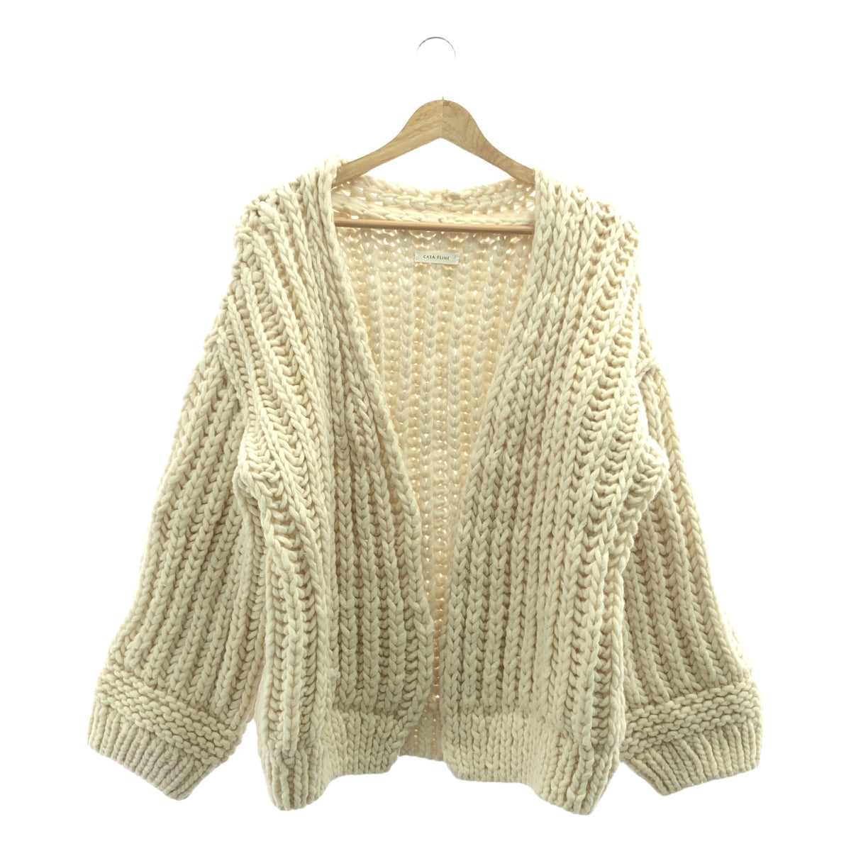 CASA FLINE / カーサフライン | LOW GAUGE HAND KNIT CARDIGAN / ローゲージハンドニットカーディガン | F | アイボリー | レディース