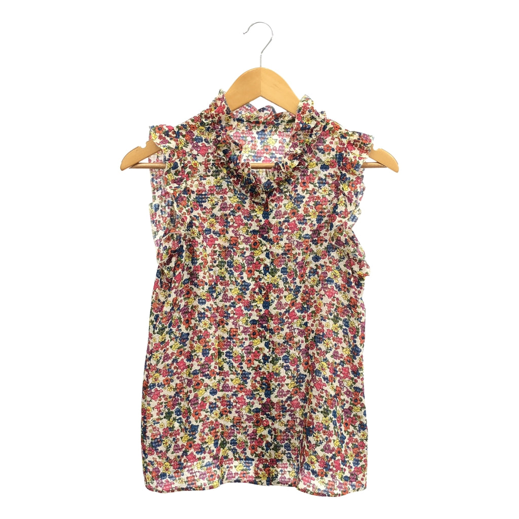 HYSTERIC GLAMOUR / ヒステリックグラマー | FLOWER BEAR 総柄 ノースリーブ フリル ブラウス | S | ホワイト系 | レディース