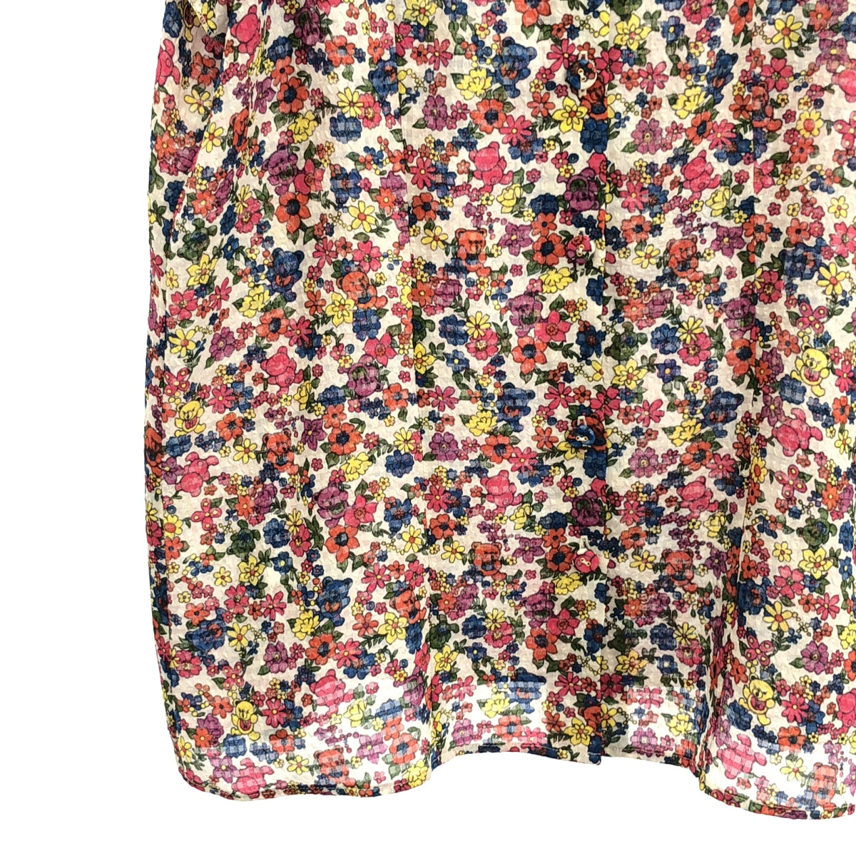 HYSTERIC GLAMOUR / ヒステリックグラマー | FLOWER BEAR 総柄 ノースリーブ フリル ブラウス | S | ホワイト系 | レディース