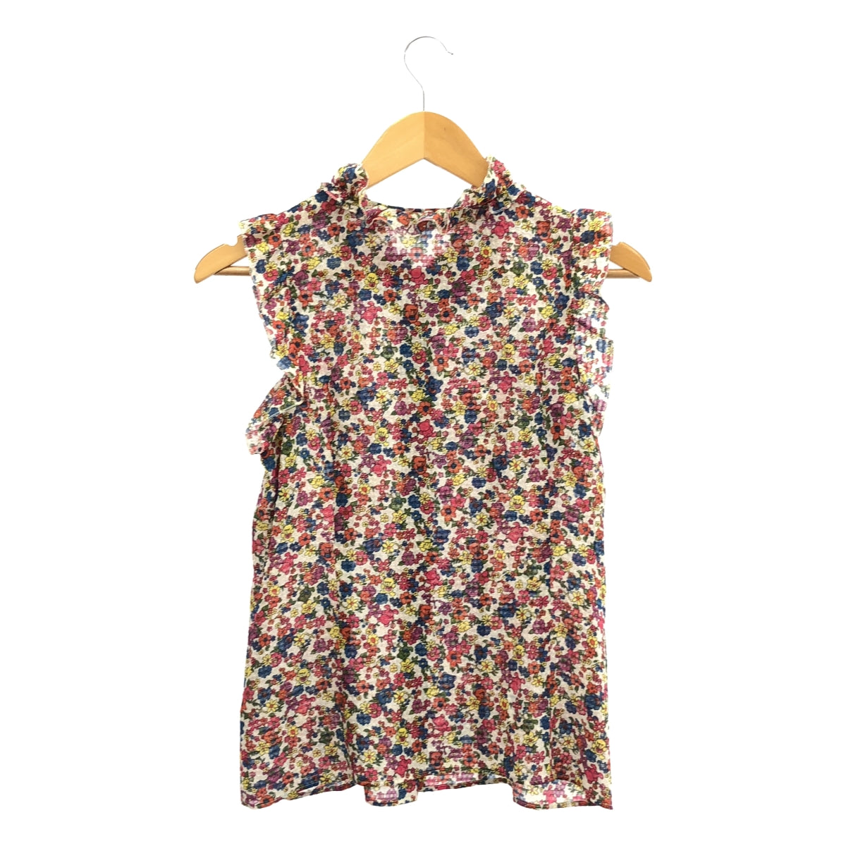 HYSTERIC GLAMOUR / ヒステリックグラマー | FLOWER BEAR 総柄 ノースリーブ フリル ブラウス | S | ホワイト系 | レディース