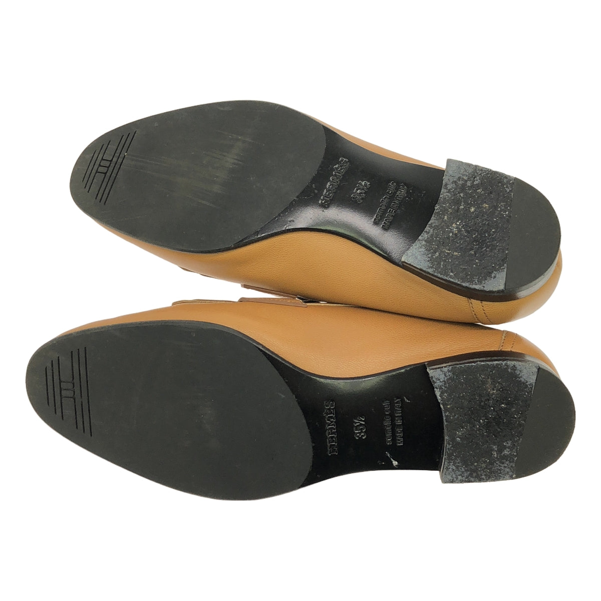 【미품】 HERMES / 헤르메스 | 로얄 컨스턴스 H 로고 / 가죽 퀼트 프린지 로퍼 가죽 신발 | 35 1/2 | 브라운 | 여성