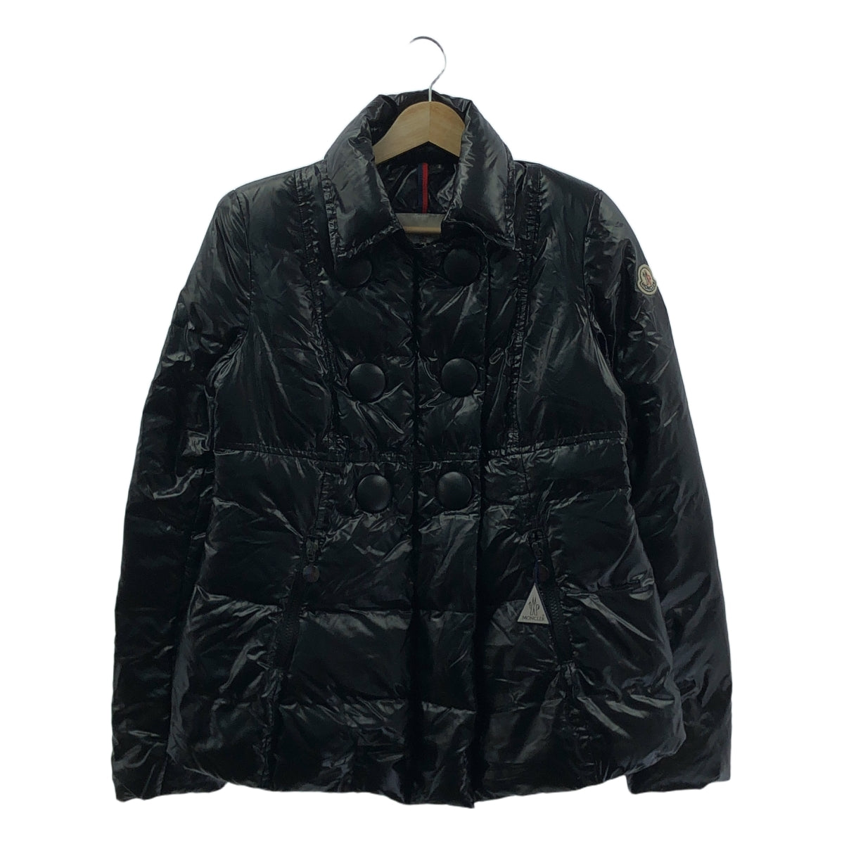 MONCLER / モンクレール | ワッペン付 ビックボタン ダブルジップ ダウンジャケット | 1 | ブラック | レディース
