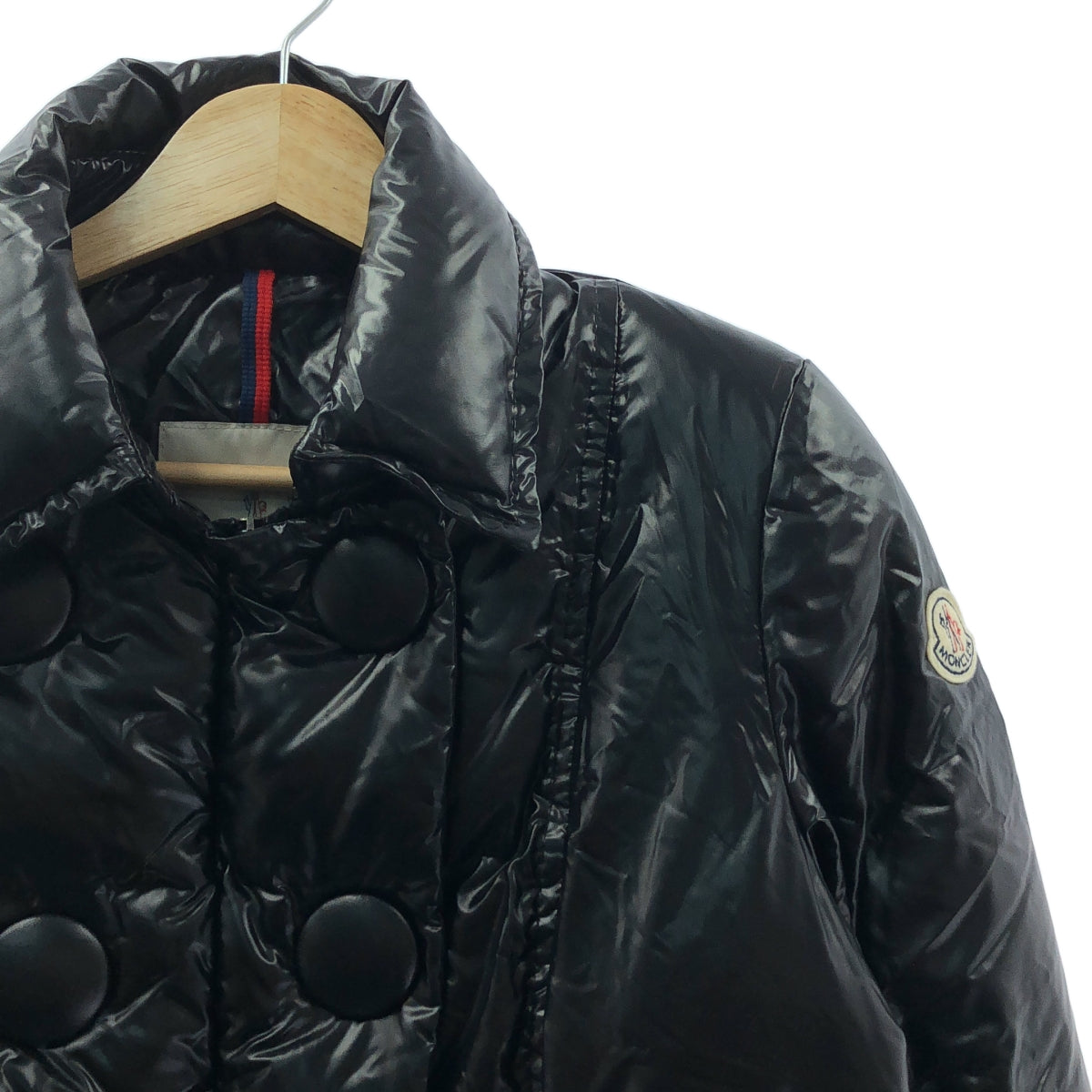 MONCLER / モンクレール | ワッペン付 ビックボタン ダブルジップ ダウンジャケット | 1 | ブラック | レディース