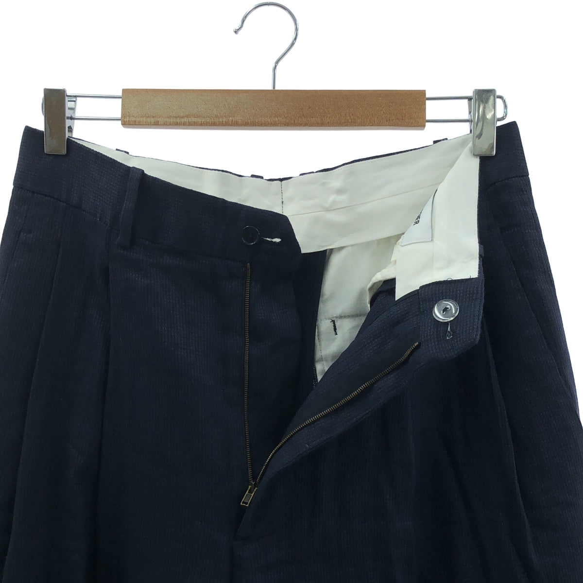 HED MAYNER / 헤드 메이너 | 2023SS | Elongated Trousers 린넨 울 2 택 와이드 슬랙스 | S | 남성