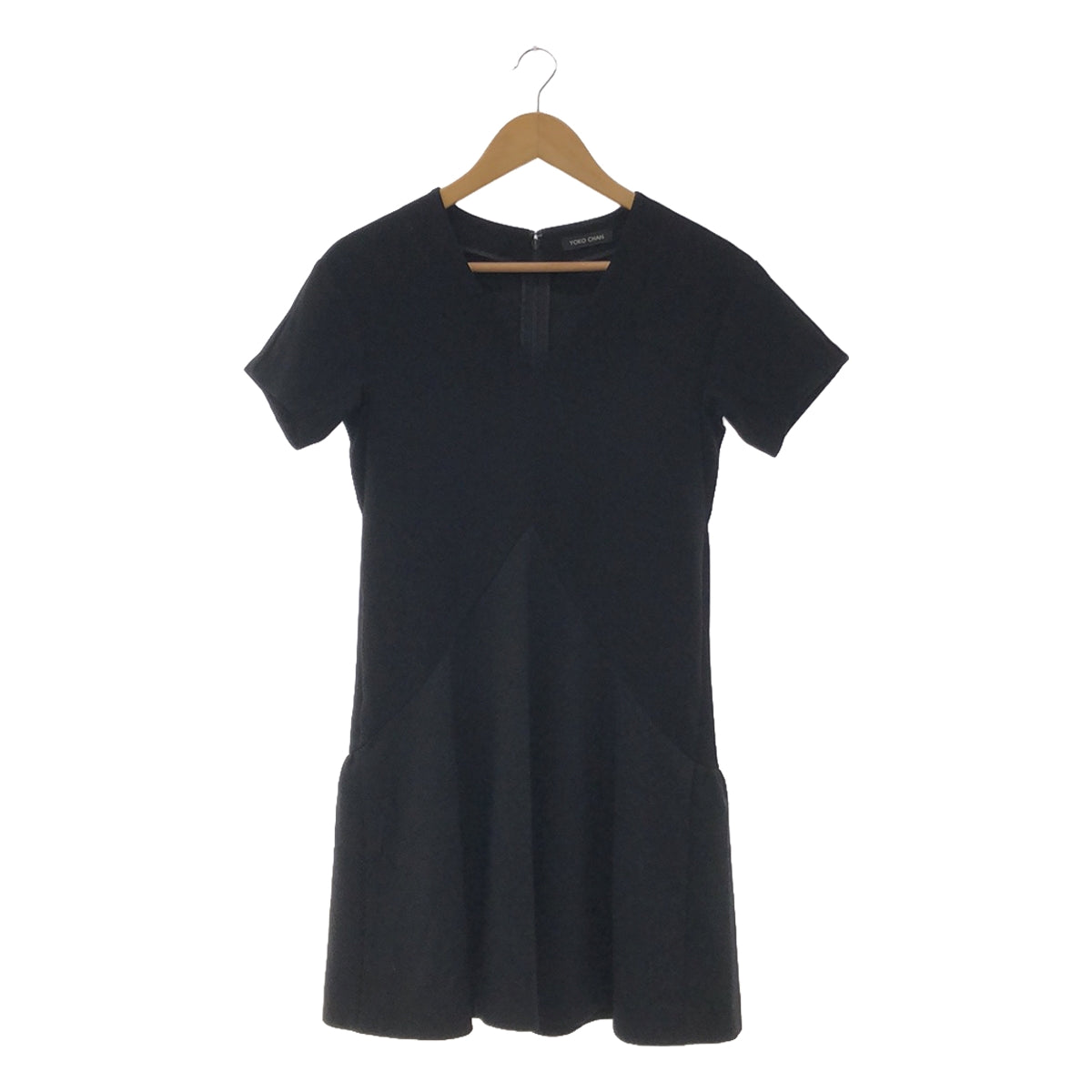 YOKO CHAN / 요코찬 | 바이 컬러 V 넥 원피스 | 36 | 블랙 | 여성