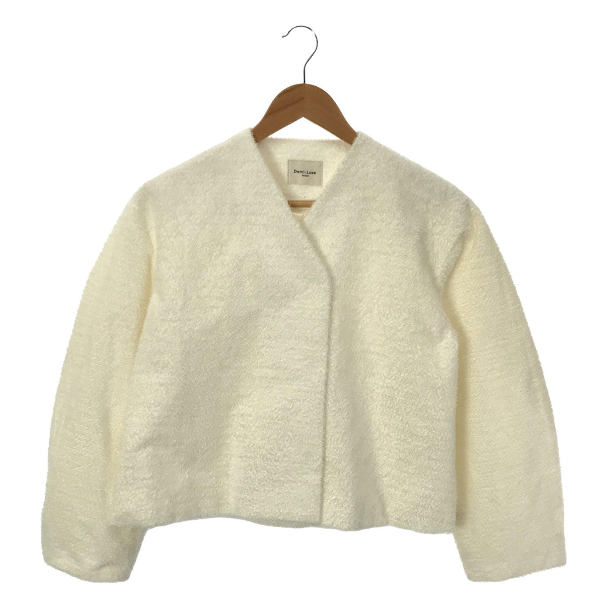 DEMI-LUXE BEAMS / デミルクスビームス | ツッキリ ショート ノーカラー ジャケット / 総裏地 | 38 | オフホワイト | レディース