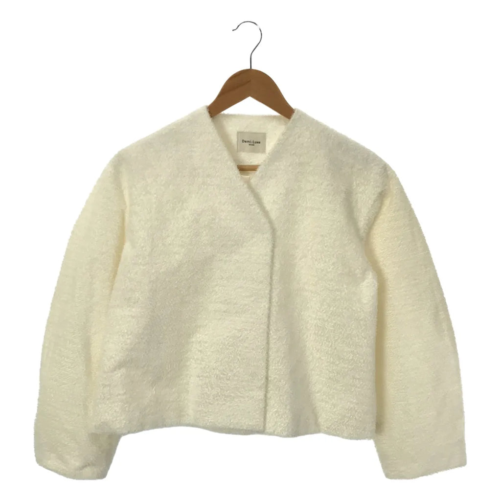 DEMI-LUXE BEAMS / デミルクスビームス | ツッキリ ショート ノーカラー ジャケット / 総裏地 | 38 | オフホワイト | レディース