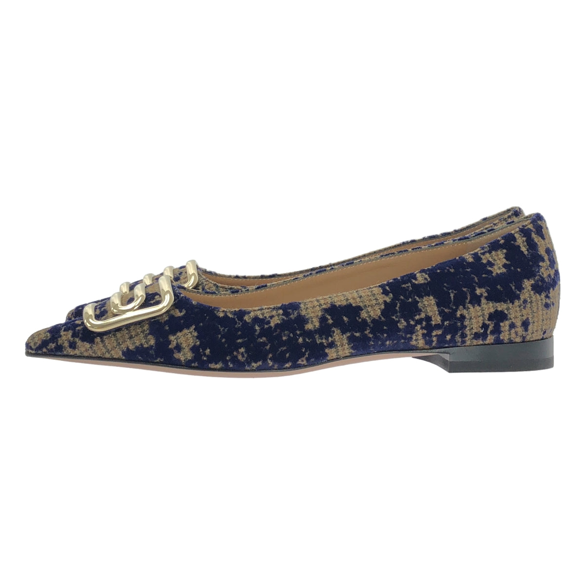 [新] 佩里科 | CUORE Due Anelli Grunge 尖頭高跟鞋 | SHOPBOP尺寸 35 1/2 |海軍藍/棕色/金色|女性的