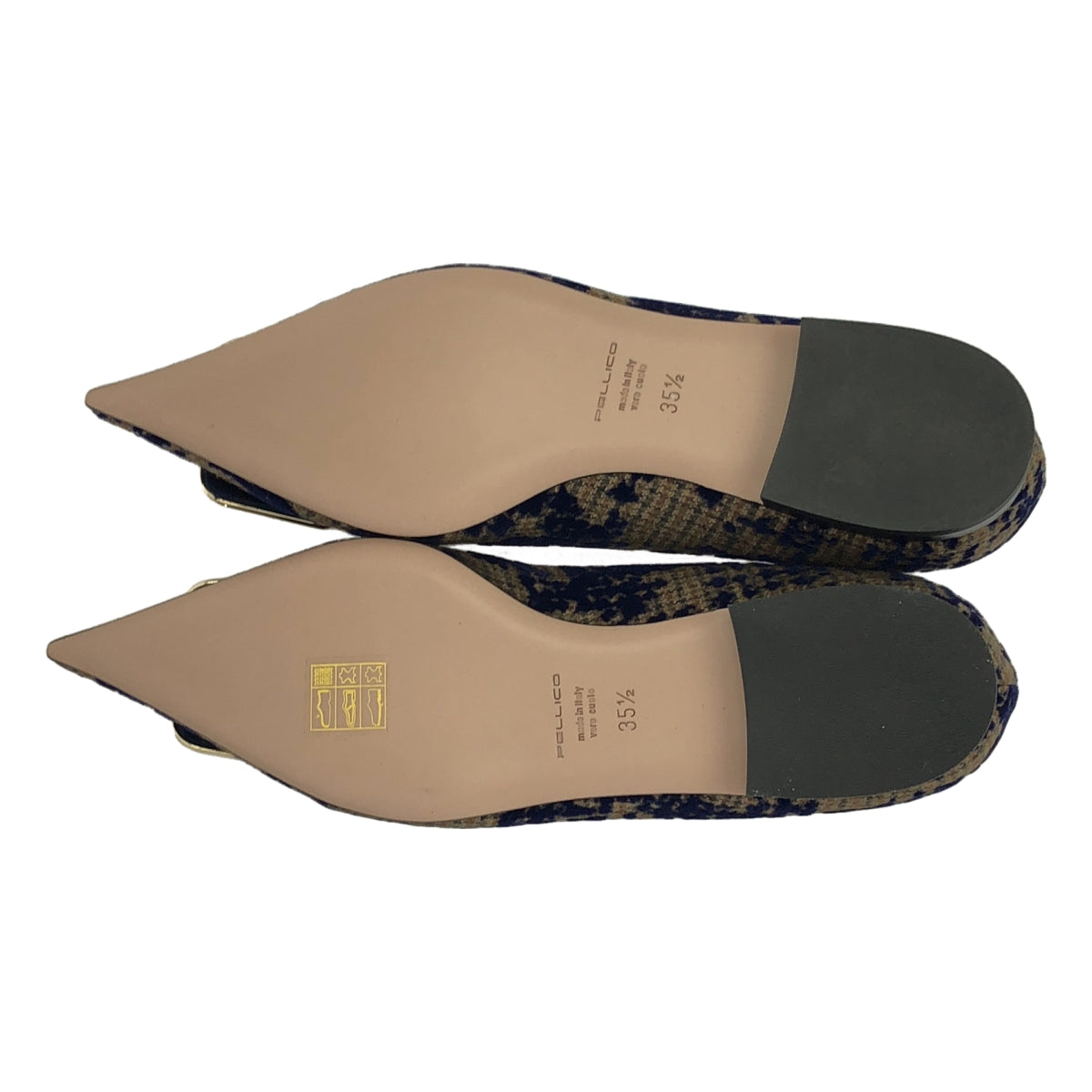 [新] 佩里科 | CUORE Due Anelli Grunge 尖頭高跟鞋 | SHOPBOP尺寸 35 1/2 |海軍藍/棕色/金色|女性的