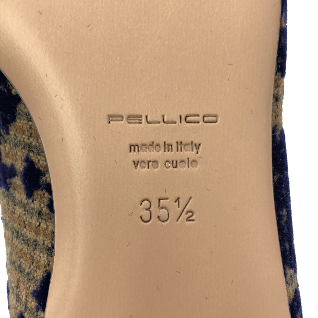 【新品】  PELLICO / ペリーコ | CUORE デュエ アネッリ グランジ ポインテッドトゥ パンプス | 35 1/2 | ネイビー/ブラウン/ゴールド | レディース