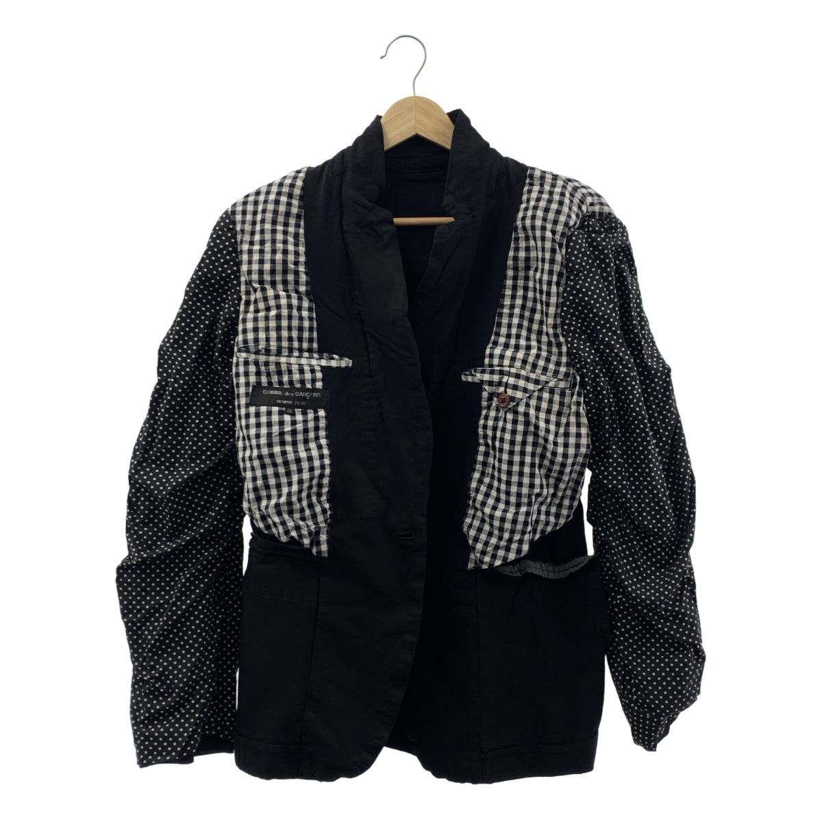 COMME des GARCONS HOMME PLUS / 콤데 갤슨 옴플루스 | 2010SS | 폴리 에스테르 염색 가공 1B 싱글 브레스트 재킷 / 무늬 총 안감 | XS | 블랙 | 남성
