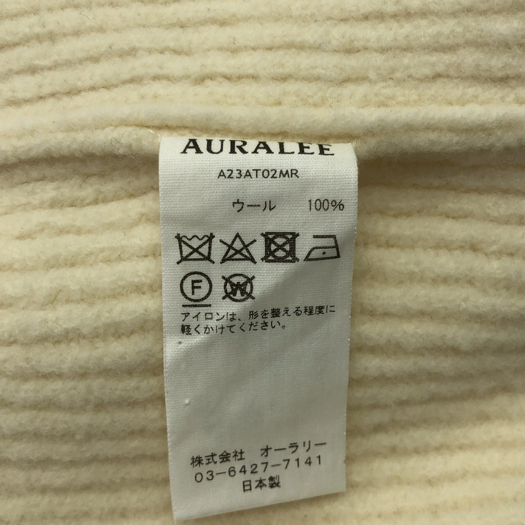 AURALEE | 2023AW | 磨絨法國美利奴羊毛羅紋針織高領衫 | 5 碼 | 灰白 | 男款