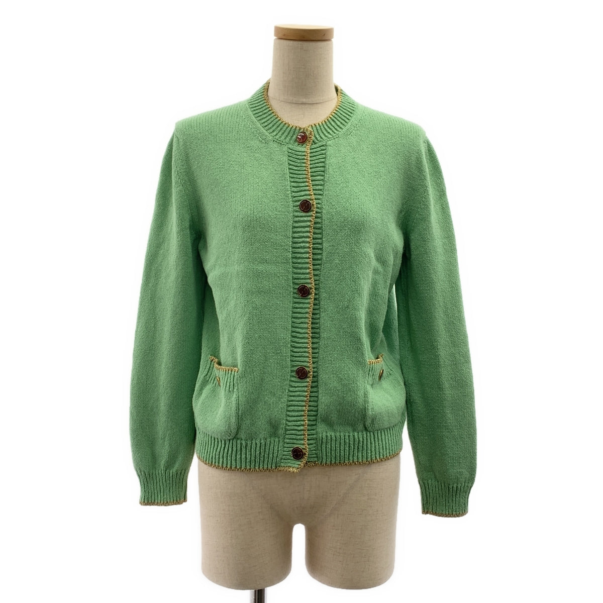 GUCCI / 구찌 | Cotton Lame Knit Cardigan / 코튼 인터로킹 로고 버튼 니트 카디건 | M | 여성