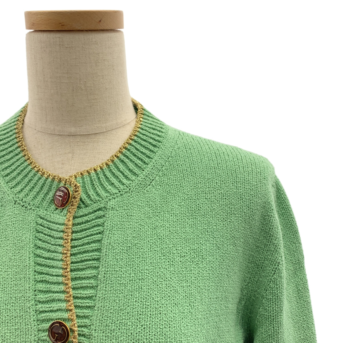 GUCCI / 구찌 | Cotton Lame Knit Cardigan / 코튼 인터로킹 로고 버튼 니트 카디건 | M | 여성