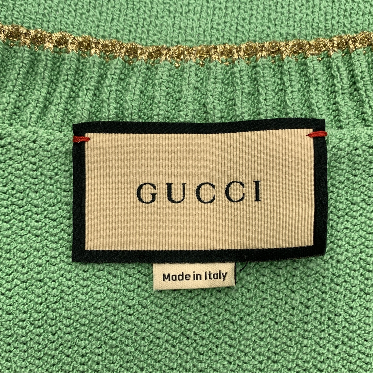GUCCI / 구찌 | Cotton Lame Knit Cardigan / 코튼 인터로킹 로고 버튼 니트 카디건 | M | 여성