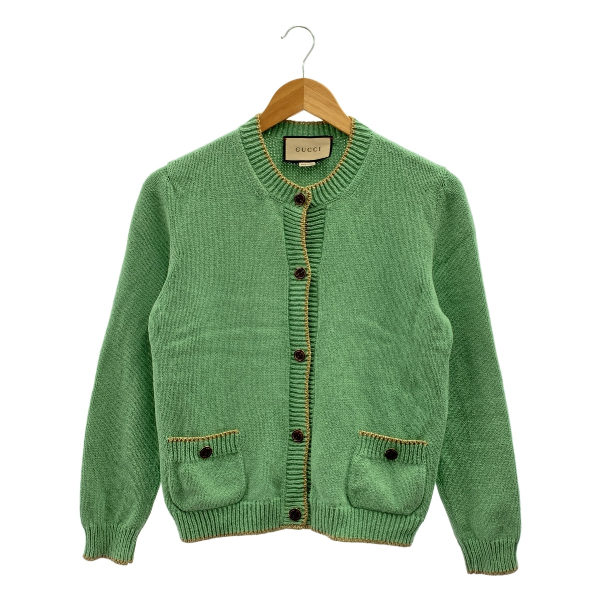 GUCCI / 구찌 | Cotton Lame Knit Cardigan / 코튼 인터로킹 로고 버튼 니트 카디건 | M | 여성