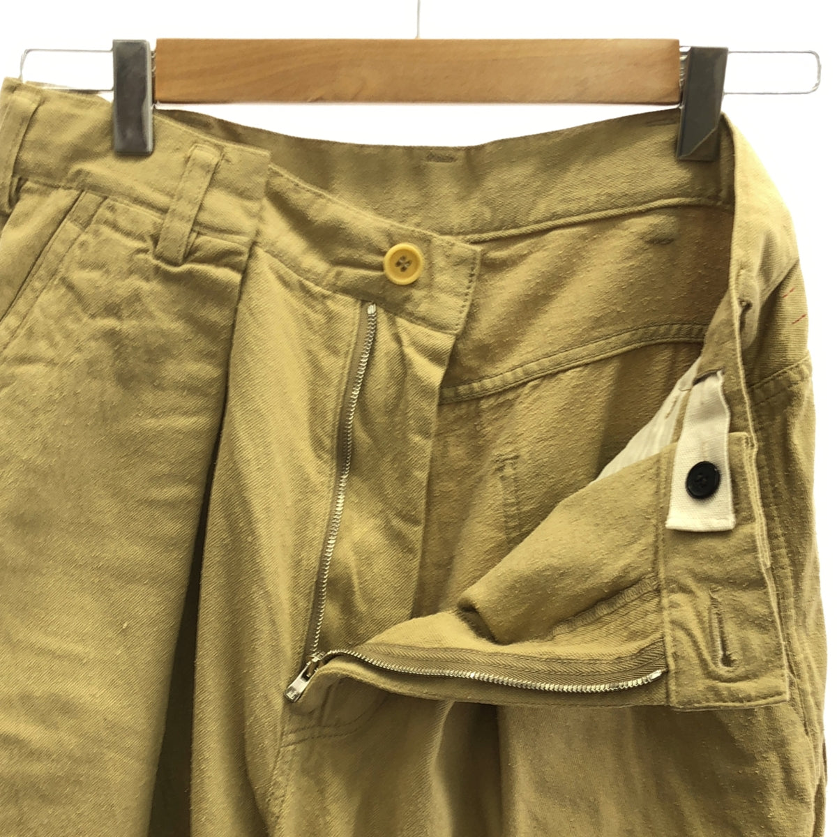 unfil / アンフィル | raw silk denim cropped pants ロー シルク デニム クロップド パンツ | 1 | sand beige | レディース