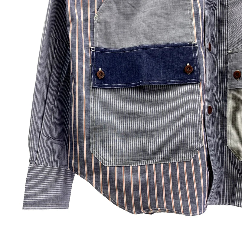 COMME des GARCONS HOMME / 꼼데가르송 옴므 | 2022SS | 스트라이프 패치워크 셔츠 | S | 남성