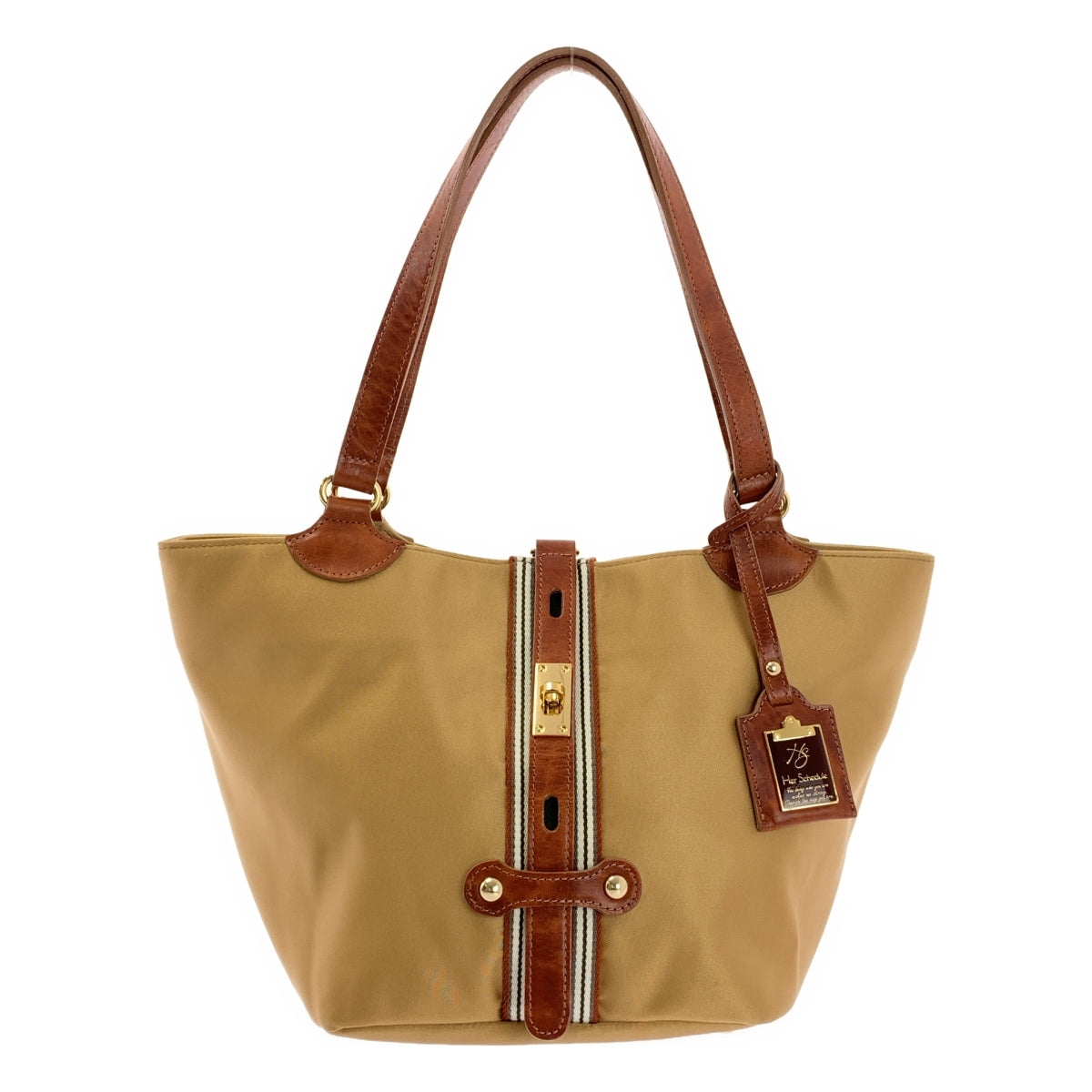 她的日程安排 | 皮革邊飾尼龍徽標手提包 |