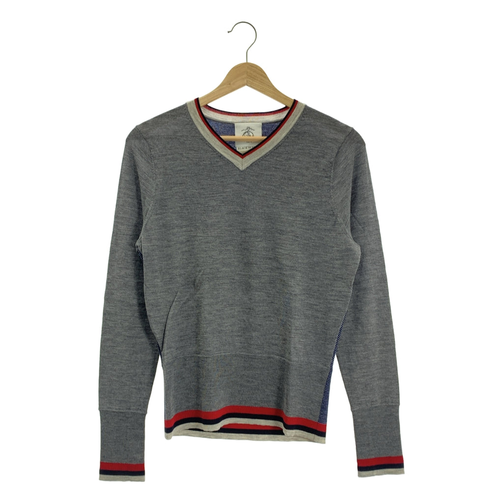 BLACK FLEECE BY Brooks Brothers / ブラックフリースバイブルックブラザーズ | ウール ボーダー切替 ハイゲージ Vネックニット | BB0 | グレー / ネイビー | メンズ