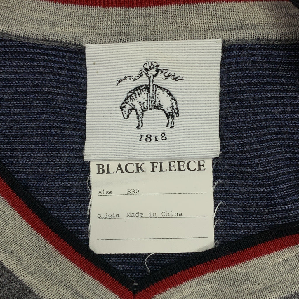 BLACK FLEECE BY Brooks Brothers / ブラックフリースバイブルックブラザーズ | ウール ボーダー切替 ハイゲージ Vネックニット | BB0 | グレー / ネイビー | メンズ