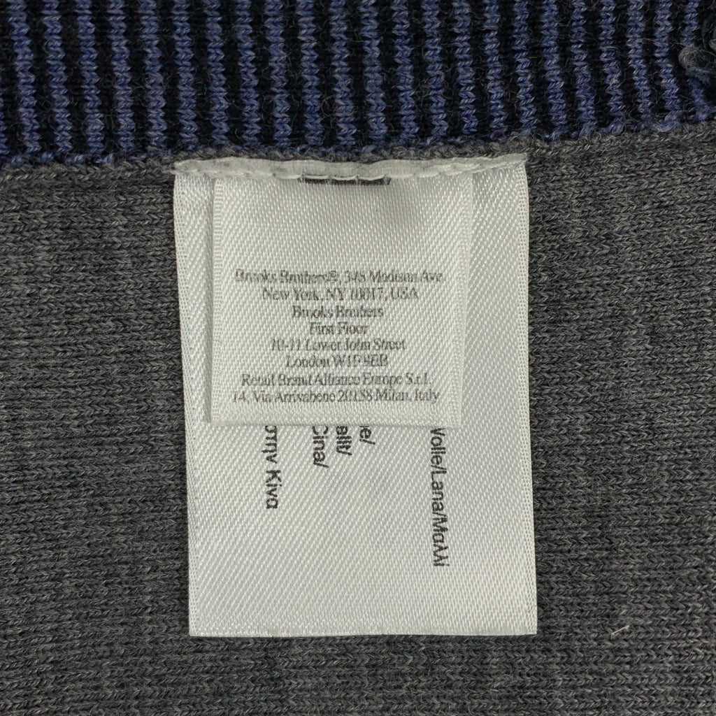 BLACK FLEECE BY Brooks Brothers / ブラックフリースバイブルックブラザーズ | ウール ボーダー切替 ハイゲージ Vネックニット | BB0 | グレー / ネイビー | メンズ