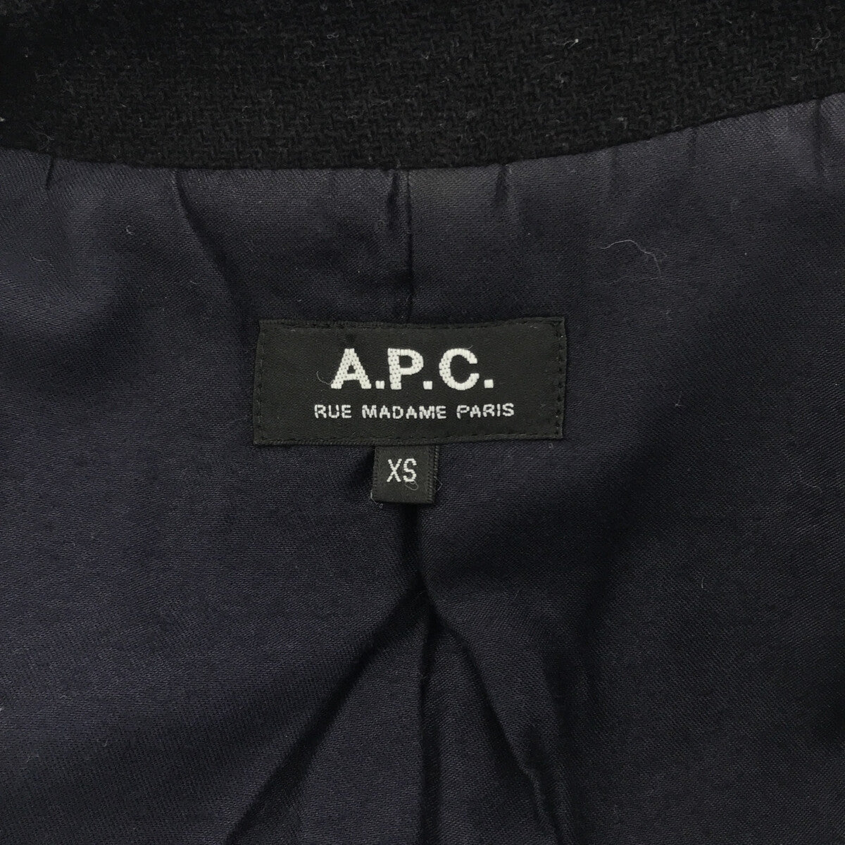 APC | Fully lined chinstrap wool pea coat | XS | Black | Men's