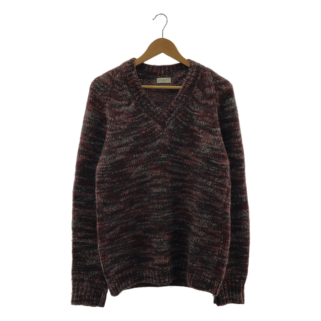 DRIES VAN NOTEN / 드리스 반 노텐 | 울 모헤어 알파카 혼합 멜란지 V 넥 니트 | M |