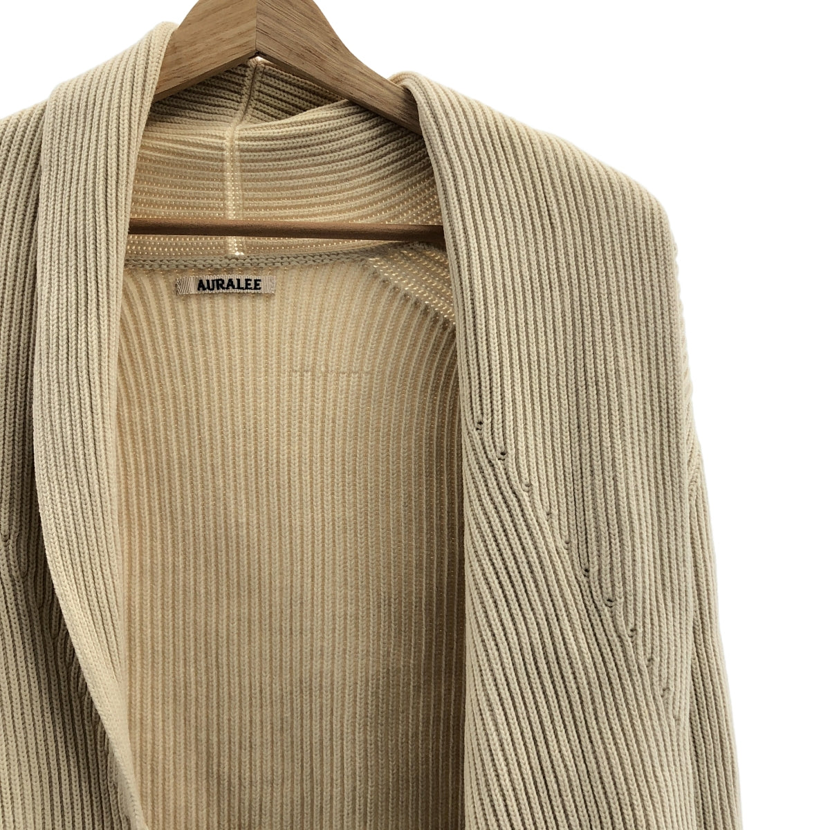 AURALEE / オーラリー | リブ ニット ショールカラー カーディガン
