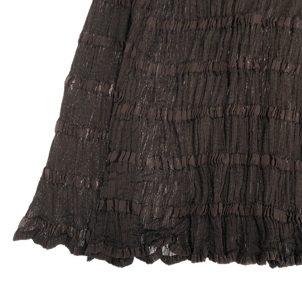 [Good Condition] me ISSEY MIYAKE | Three-piece see-through crepe shirt, skirt and dress | Dark brown | Women's