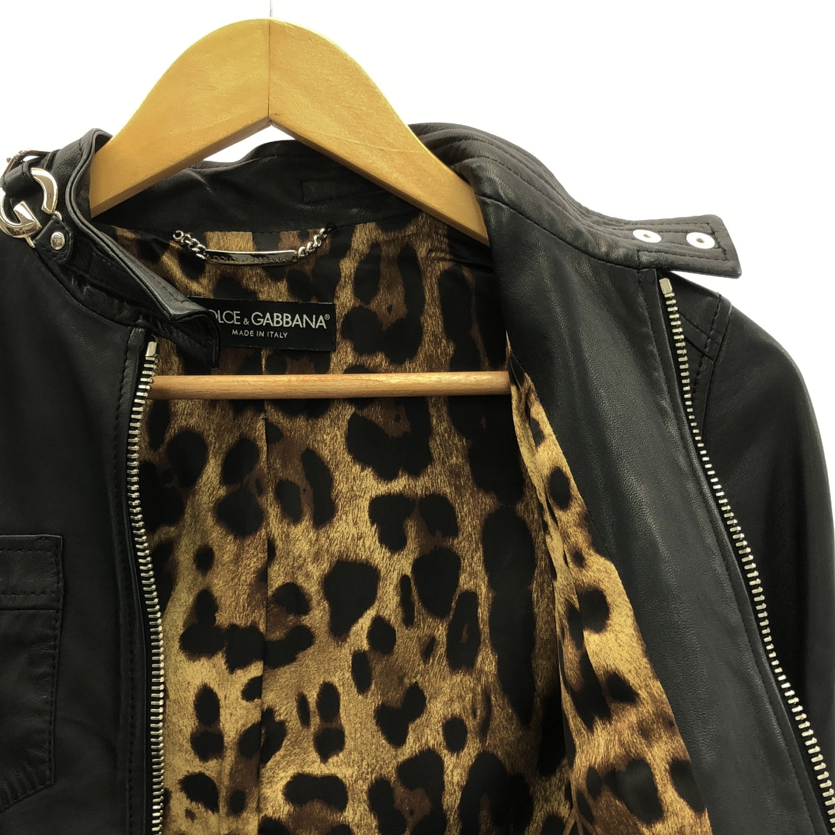 DOLCE &amp; GABBANA / Dolce &amp; Gabbana Dolce &amp; Gabbana | Sheepskin Leather Single Riders Jacket / Leopard Print Fully Lined | Size 36 | Women's