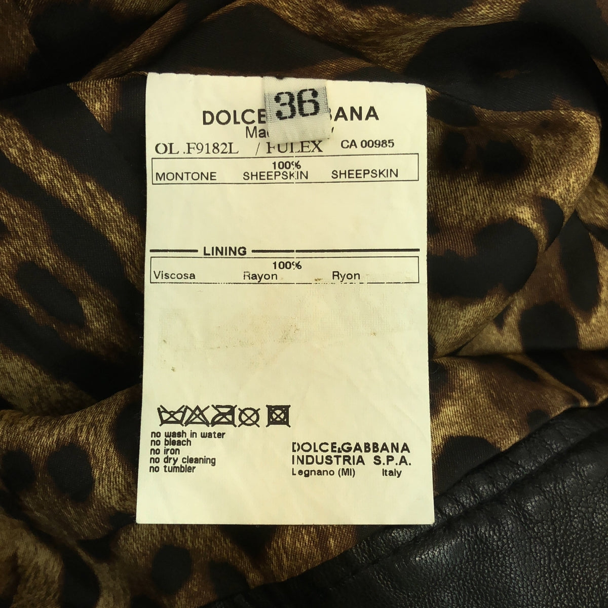 DOLCE &amp; GABBANA / Dolce &amp; Gabbana Dolce &amp; Gabbana | Sheepskin Leather Single Riders Jacket / Leopard Print Fully Lined | Size 36 | Women's