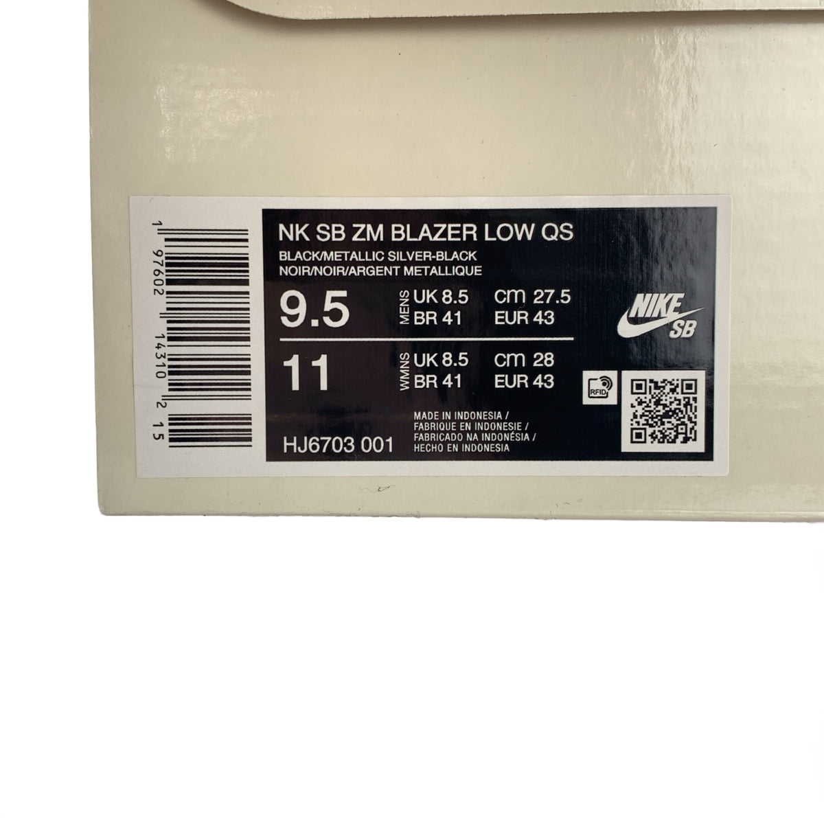 NIKE / 나이키 | × Dancer Skateboards / 댄서 스케이트 보드 SB ZOOM BLAZER LOW QS 브레이저 스니커즈 | 27.5 |