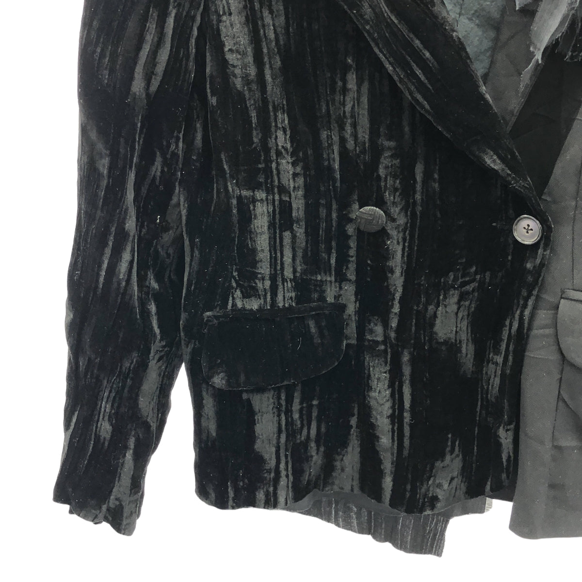 ARCHIVIO J.M.Ribot / アルキビオジェイエムリボット | double jacket / 異素材 切替 ベロア ダブルブレストジャケット | S | メンズ