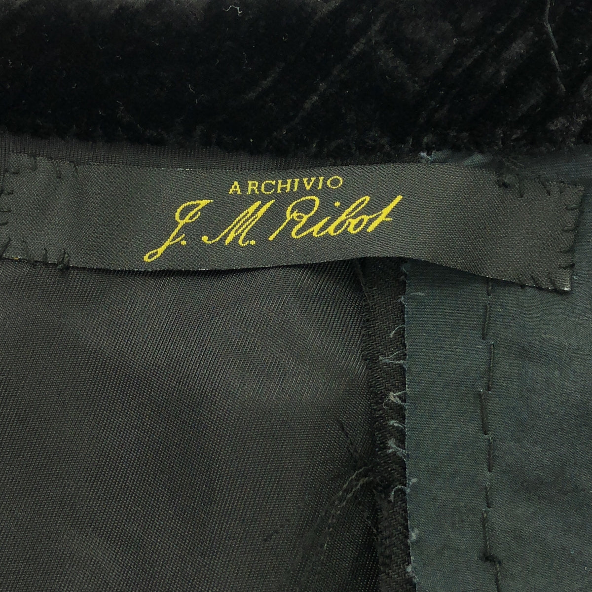 【美品】  ARCHIVIO J.M.Ribot / アルキビオジェイエムリボット | double jacket / 異素材 切替 ベロア ダブルブレストジャケット | S | black | メンズ