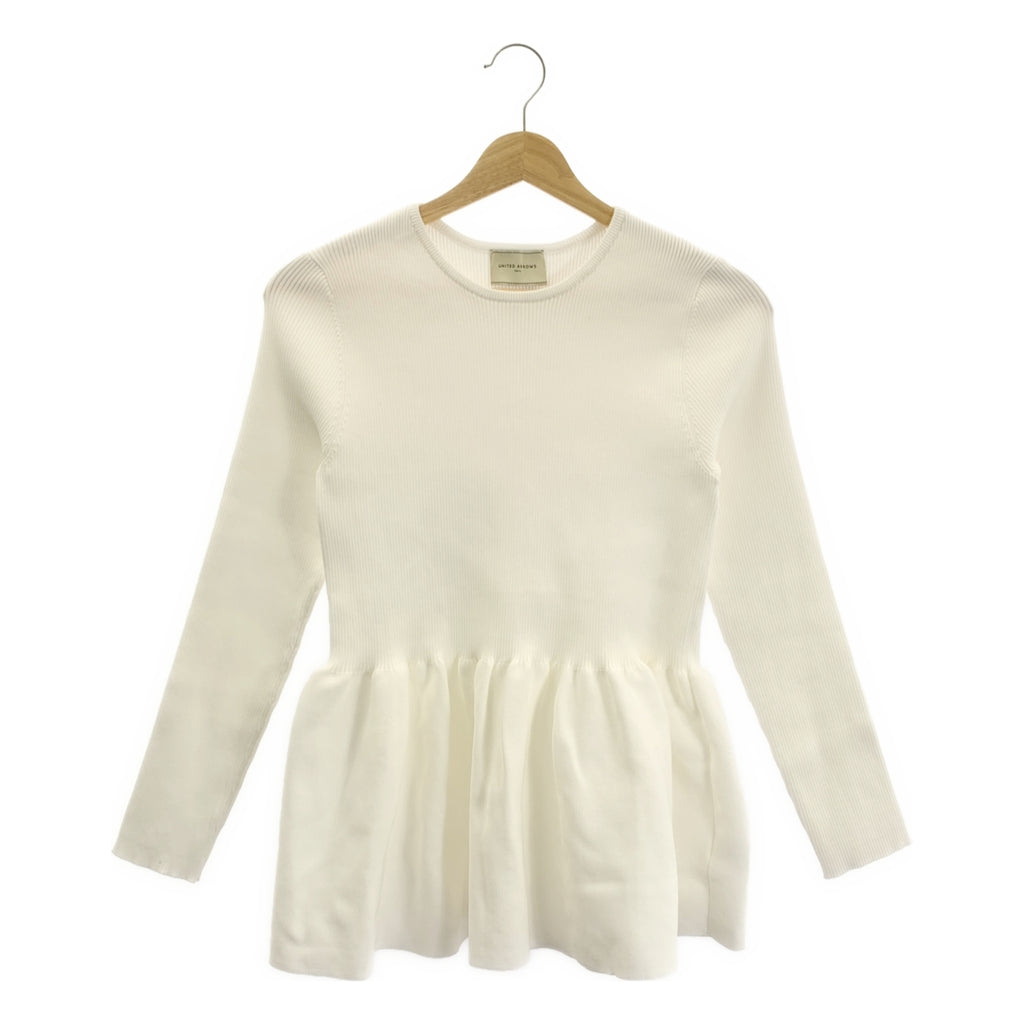 【미품】 UNITED ARROWS / 유나이티드 아로즈 | P 페플람 니트 리브 풀오버 | F | 화이트 | 여성