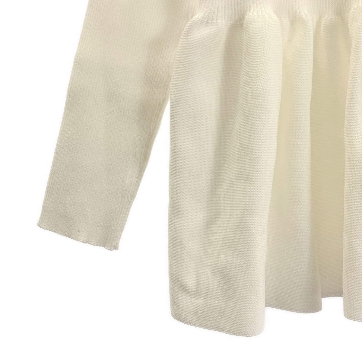 【美品】  UNITED ARROWS / ユナイテッドアローズ | Pペプラムニット リブ プルオーバー | F | ホワイト | レディース