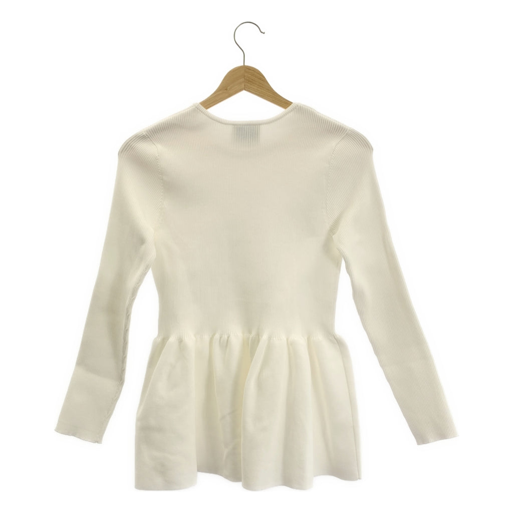 【미품】 UNITED ARROWS / 유나이티드 아로즈 | P 페플람 니트 리브 풀오버 | F | 화이트 | 여성