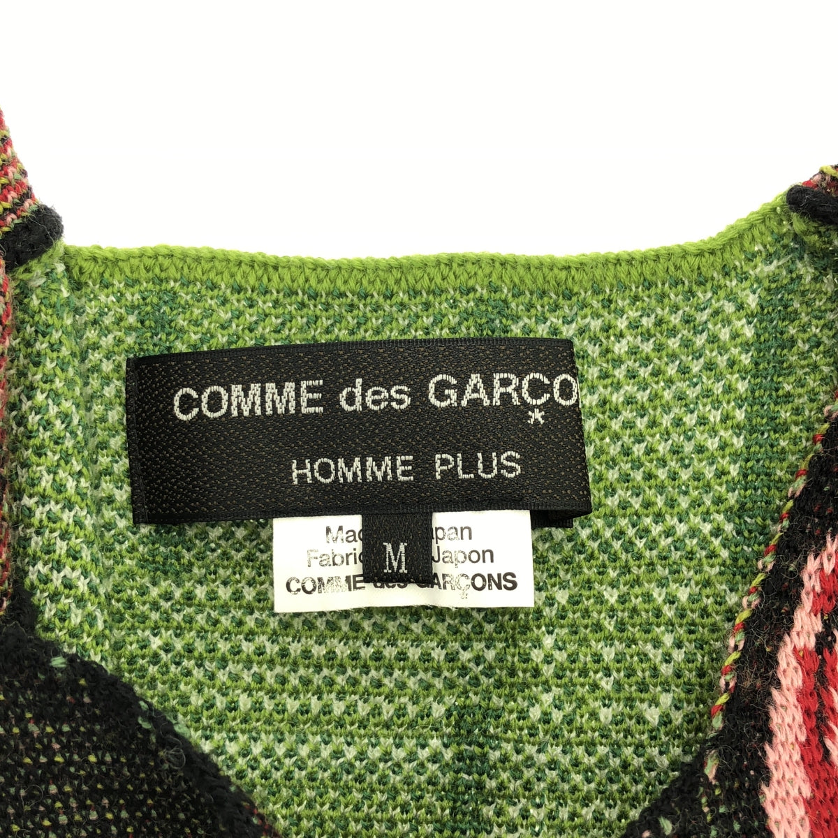 COMME des GARCONS HOMME PLUS / 콤데 갤슨 옴플루스 | 꽃의 존재 꽃 무늬 자 가드 민소매 니트 베스트 | M | 그린 | 남성