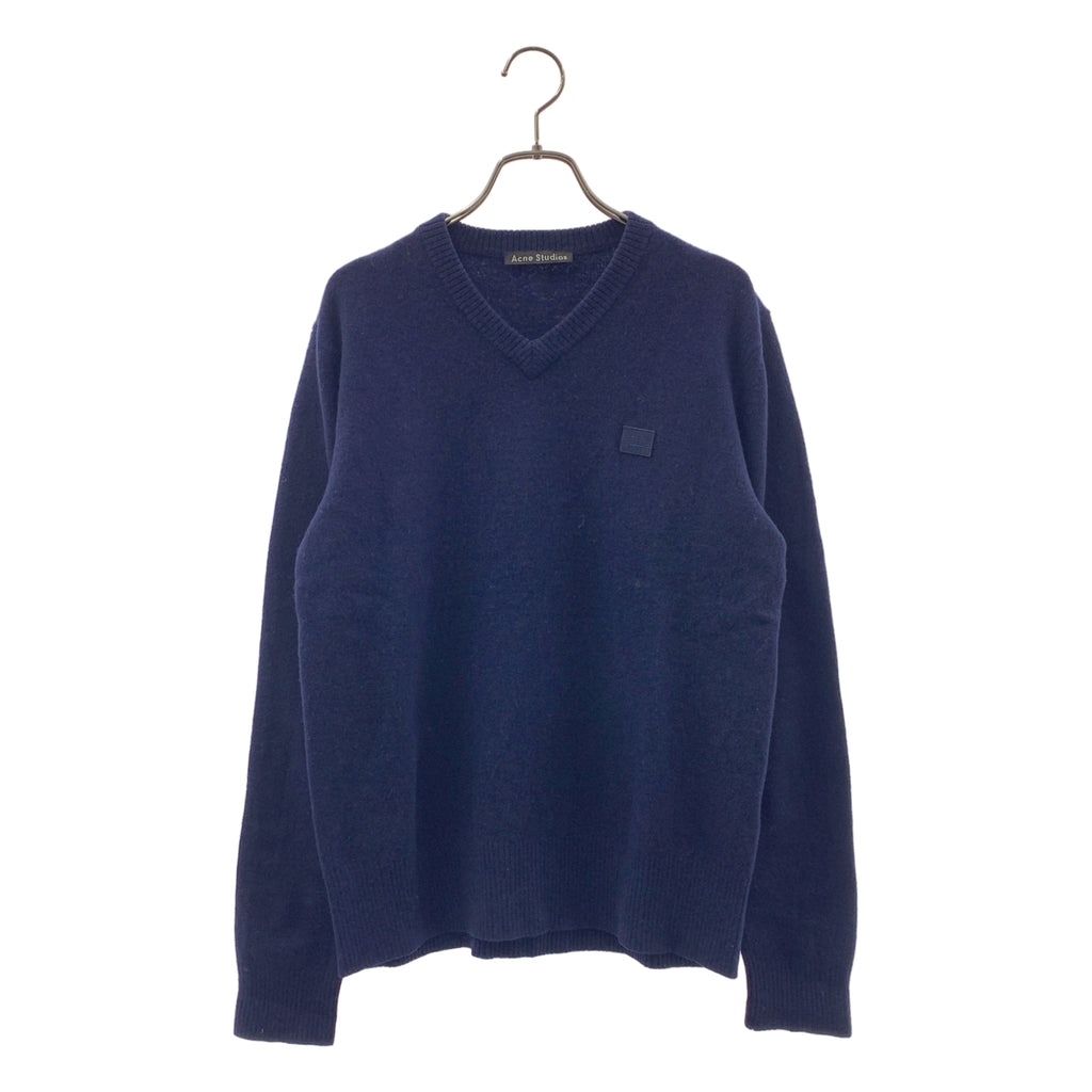 Acne Studios / アクネストゥディオズ | ウール Vネック アイコンパッチ ニット | S | ネイビー | メンズ