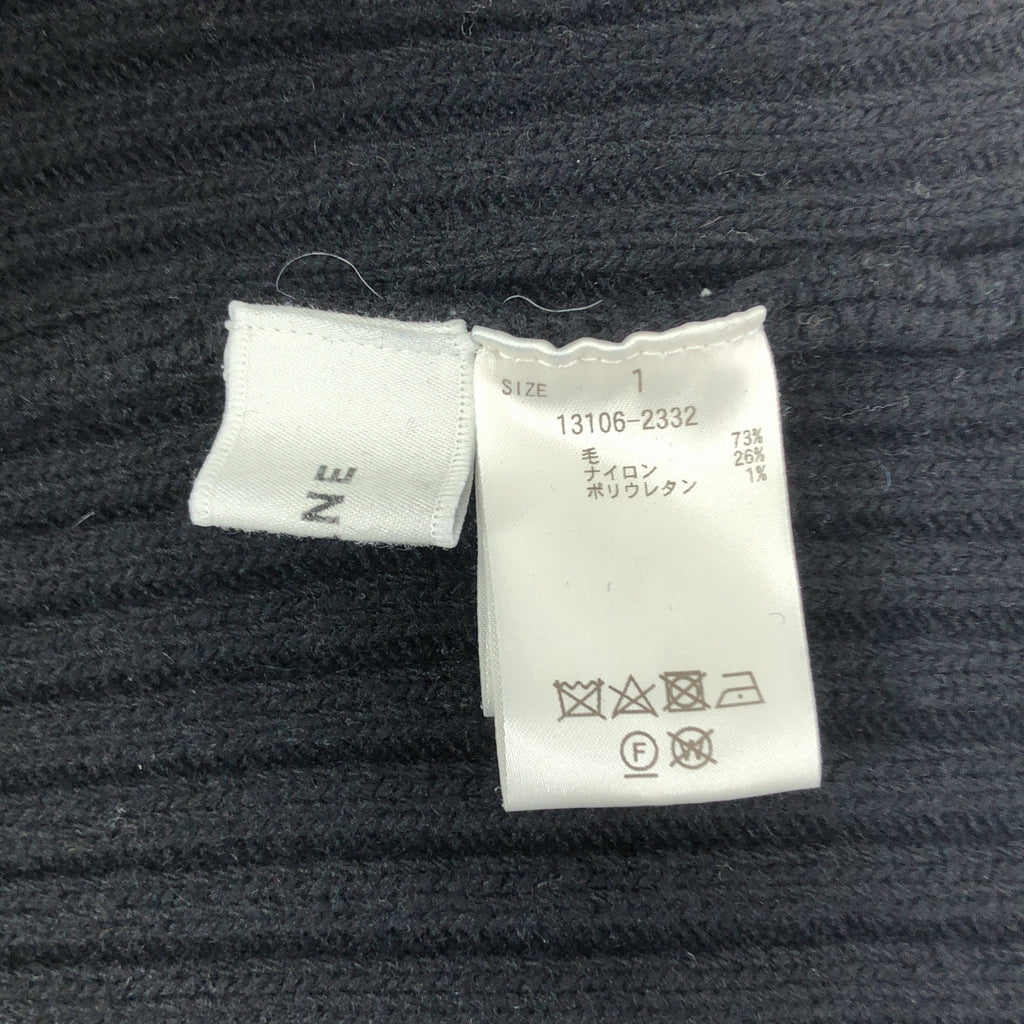 CLANE | 雙面中心開衩羅紋針織上衣 | 羅紋開衩針織毛衣 | 尺寸 1 | 黑色 | 女款