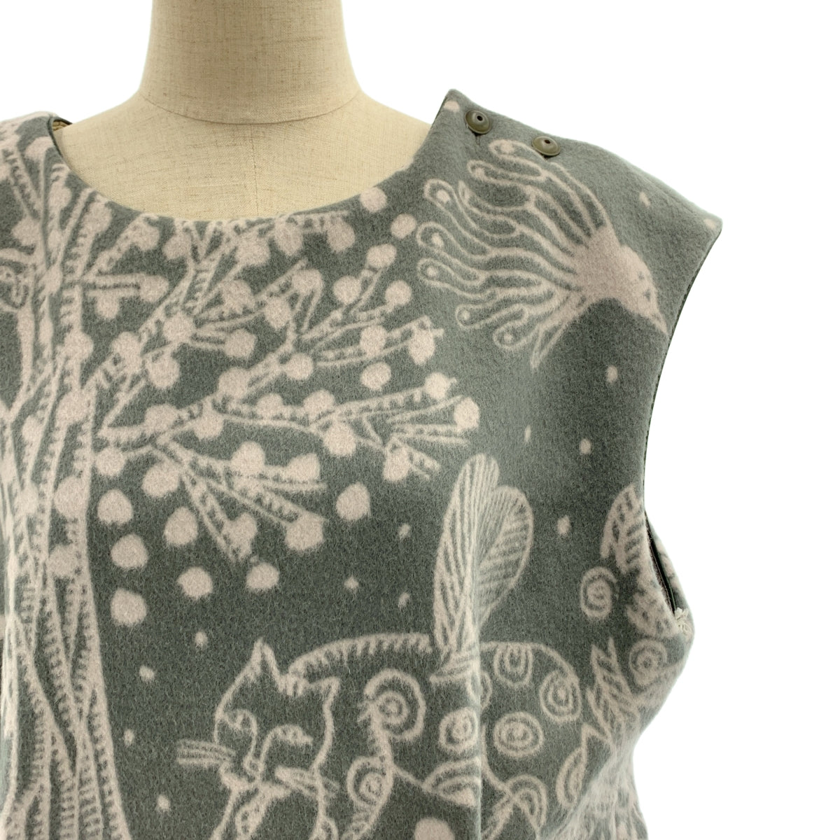 mina perhonen / 미나펠호넨 | imagine 울 멜튼 총 무늬 와이드 민소매 원피스 |