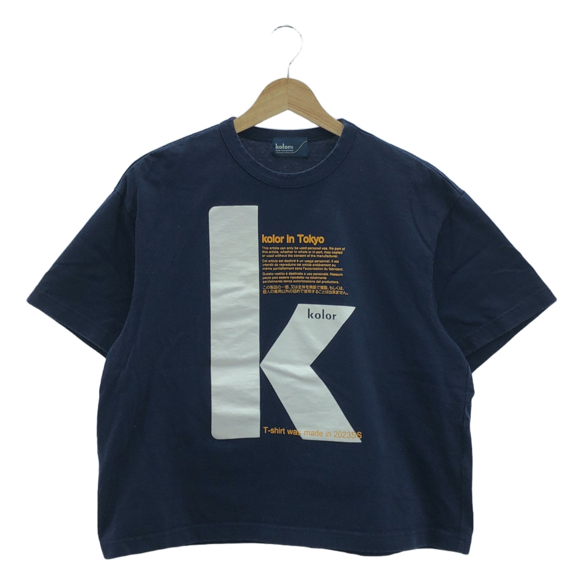 kolor / 컬러 | 클리어 천축 S/S 프린트 T셔츠 | 1 | 네이비 | 여성