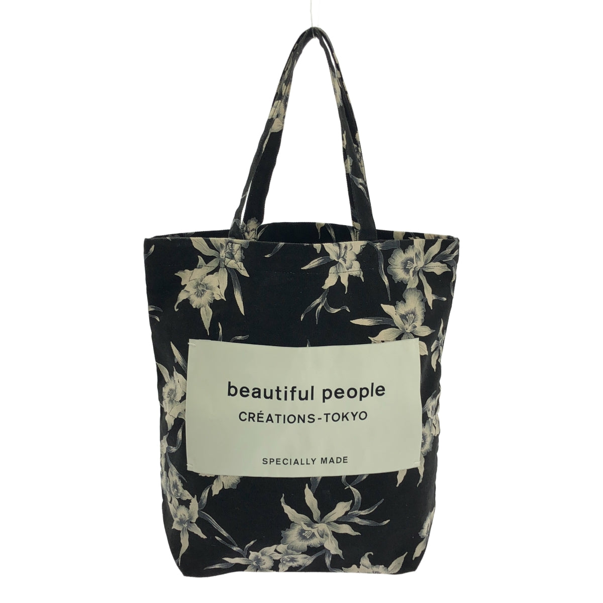 beautiful people / ビューティフルピープル | 花柄 キャンバス トートバッグ | ブラック / ホワイト | レディース